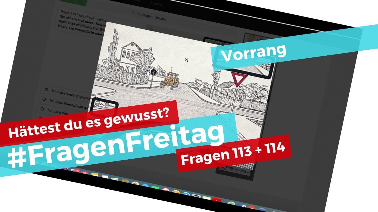 Video zu Frage: Sie nähern sich dieser Kreuzung und wollen nach links einbiegen. Der Traktor hat angehalten. Haben Sie Wartepflicht oder Vorrang?